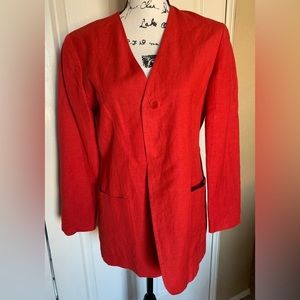 Ann Taylor Red Linen Blend Long Blazer